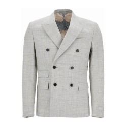 double-breasted wool blend blazer