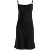 satin mini dress with safety pin detail