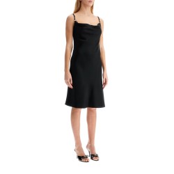 satin mini dress with safety pin detail