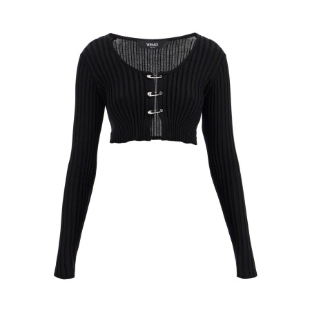 'cropped safety pin cardigan
