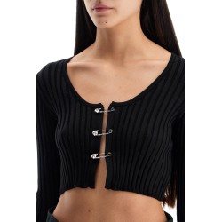 'cropped safety pin cardigan