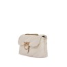 white silk leather shoulder bag with golden chain