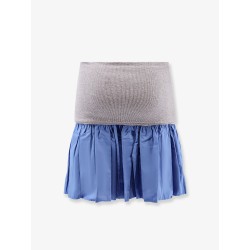 Cotton mini skirt with high cashmere and cotton band