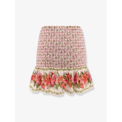 Cotton mini skirt with floral print