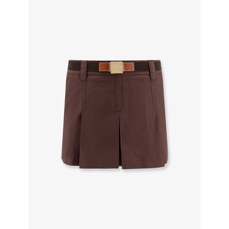 Panama pleated mini skirt with belt