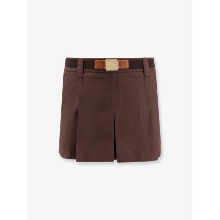 Panama pleated mini skirt with belt