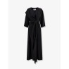 Long jersey dress with satin inserts