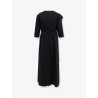 Long jersey dress with satin inserts