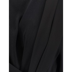 Long jersey dress with satin inserts