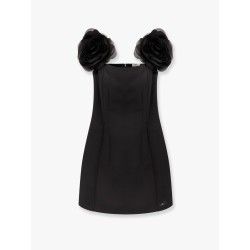 Embroidery mini dress with voile flowers detail