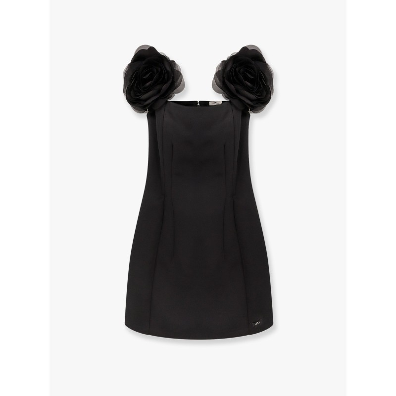 Embroidery mini dress with voile flowers detail