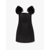 Embroidery mini dress with voile flowers detail