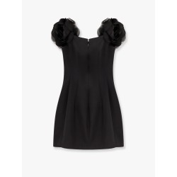 Embroidery mini dress with voile flowers detail