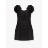 Embroidery mini dress with voile flowers detail
