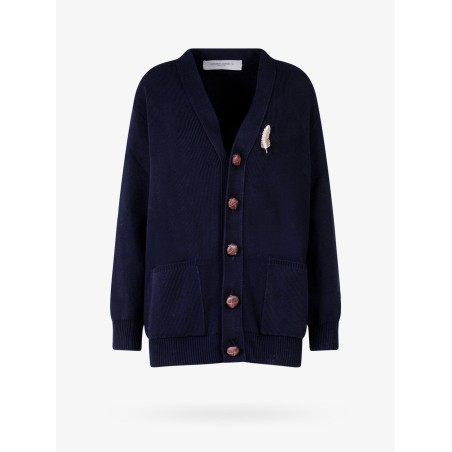 Cotton cardigan with brooch detail