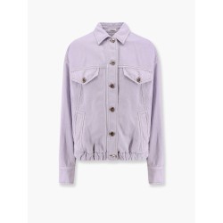 Cotton and linen denim jacket with elastic bottom