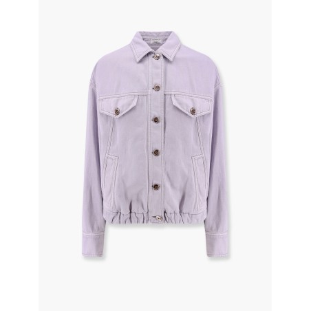 Cotton and linen denim jacket with elastic bottom