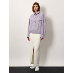 Cotton and linen denim jacket with elastic bottom