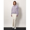 Cotton and linen denim jacket with elastic bottom