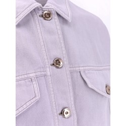 Cotton and linen denim jacket with elastic bottom