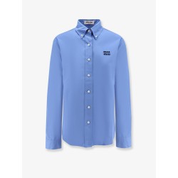 Cotton popeline shirt with logo embroidery