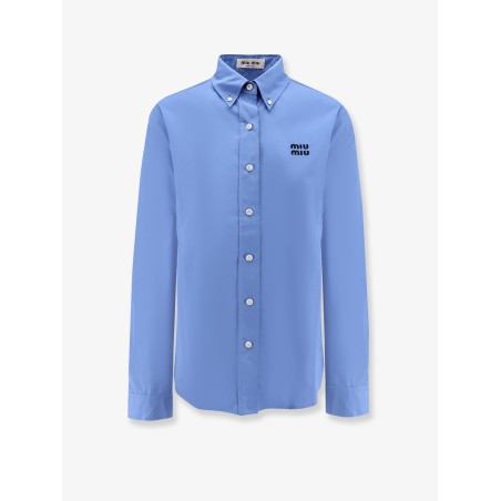 Cotton popeline shirt with logo embroidery