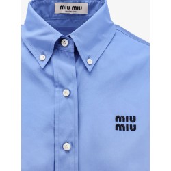 Cotton popeline shirt with logo embroidery