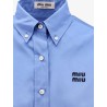 Cotton popeline shirt with logo embroidery