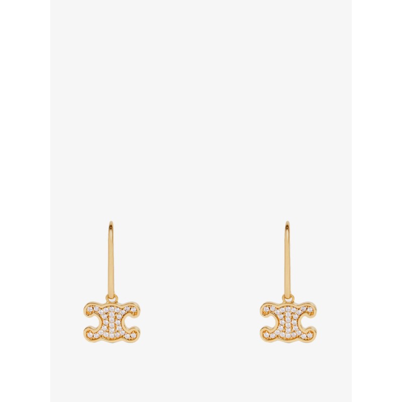 Triomphe brass earrings with rhinestones