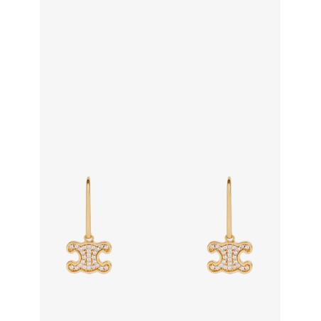 Triomphe brass earrings with rhinestones
