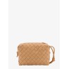 Leather shoulder bag with intrecciato motif
