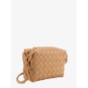 Leather shoulder bag with intrecciato motif