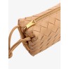 Leather shoulder bag with intrecciato motif