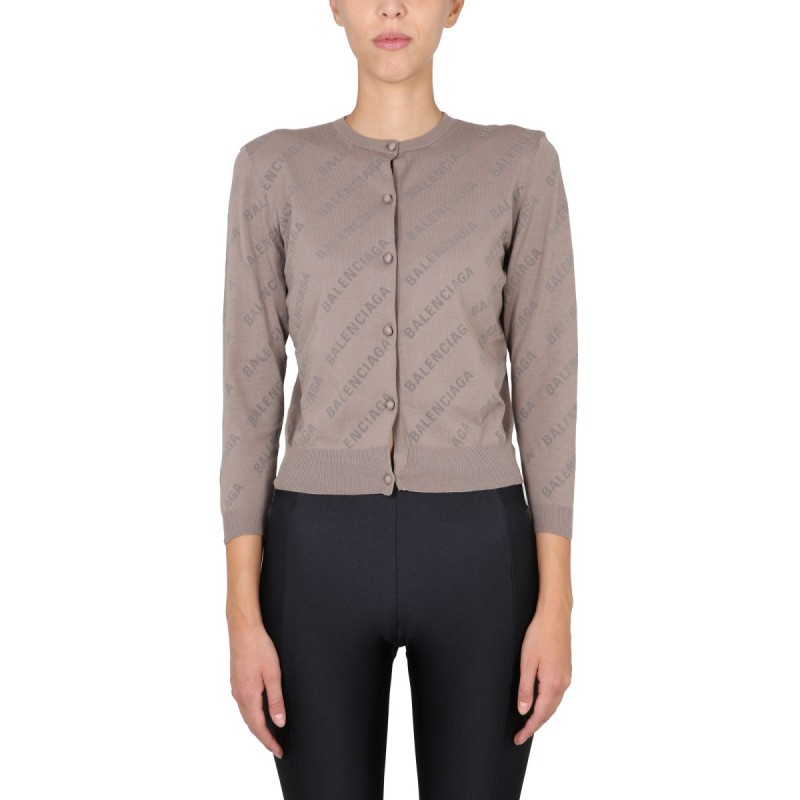 ALLOVER LOGO CROPPED CARDIGAN
