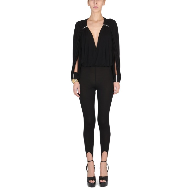 JUMPSUIT WITH OPEN SLEEVES IN CREPE JERSEY