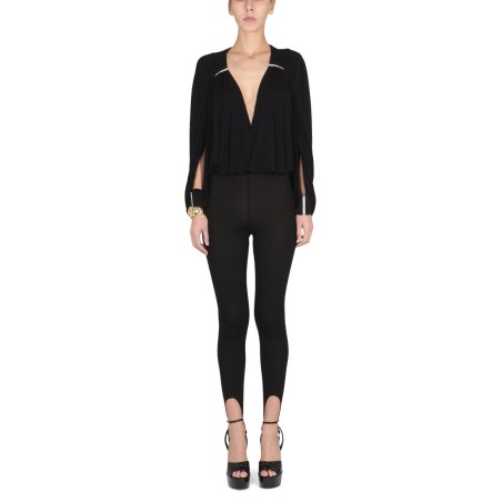 JUMPSUIT WITH OPEN SLEEVES IN CREPE JERSEY
