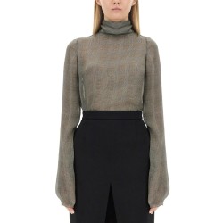SILK CHARMEUSE TURTLENECK BLOUSE