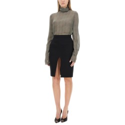 SILK CHARMEUSE TURTLENECK BLOUSE