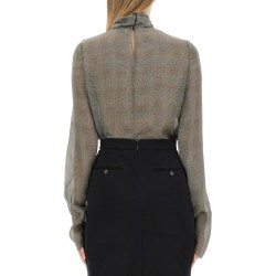 SILK CHARMEUSE TURTLENECK BLOUSE