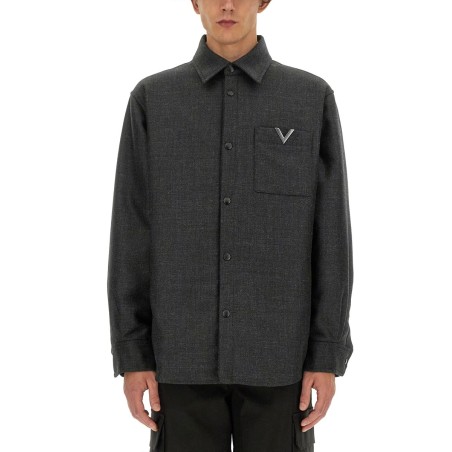 SHIRT JACKET WITH V DETAIL