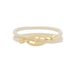 DOUBLE TWIST LEATHER BRACELET WITH VLOGO