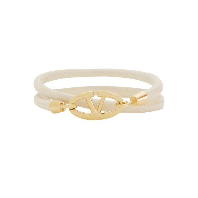 DOUBLE TWIST LEATHER BRACELET WITH VLOGO