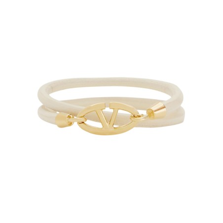 DOUBLE TWIST LEATHER BRACELET WITH VLOGO