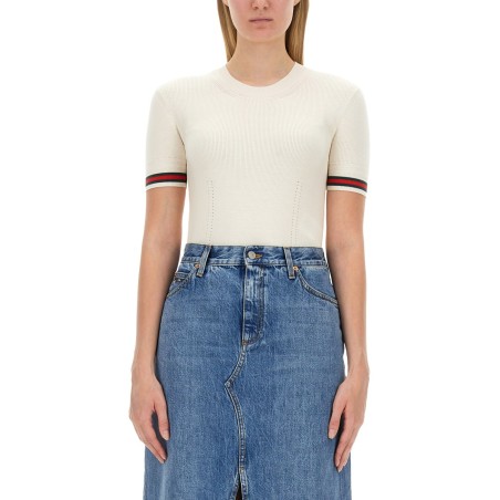 EXTRAFINE WOOL SWEATER WITH WEB DETAIL