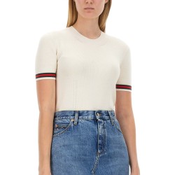 EXTRAFINE WOOL SWEATER WITH WEB DETAIL