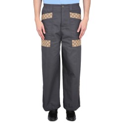 COTTON FABRIC PANTS WITH GG INSERTS