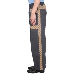 COTTON FABRIC PANTS WITH GG INSERTS