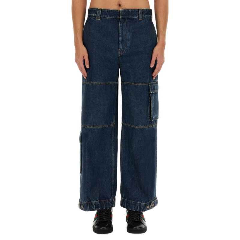 DENIM PANTS WITH GUCCI LABEL