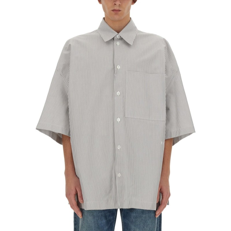 STRIPED OVERSHIRT WITH "BV" EMBROIDERY