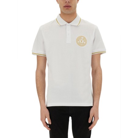 COTTON POLO SHIRT WITH V-EMBLEM